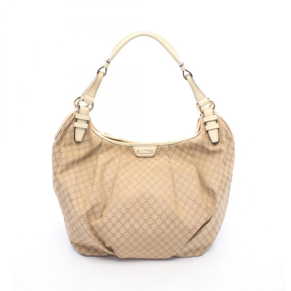 Celine Macadam Shoulder Bag/Handbag, Canvas and Leather, Women's, Beige/Ivory